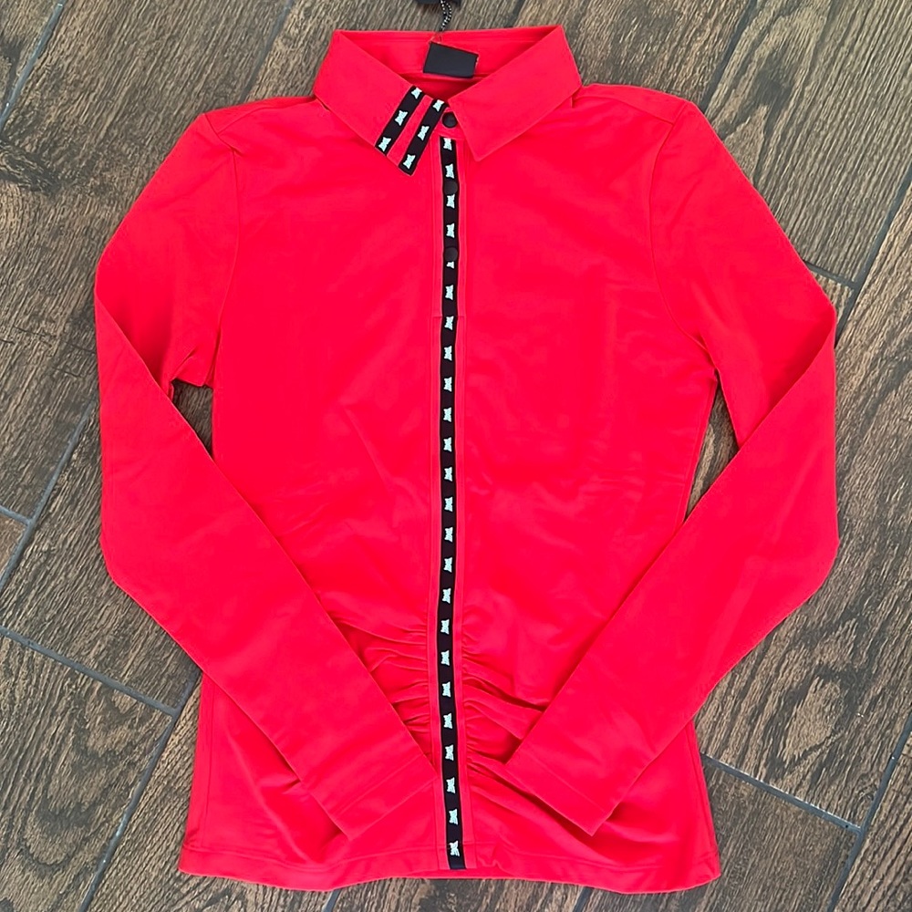 PXG Women’s L/S Front Gathered Polo Red